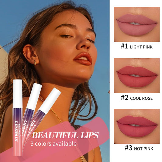 Peel Off Lip Stain Lip Tint Set  3 Pcs Long Lasting, Transfer Proof & Waterproof Matte Finish Lip Gloss