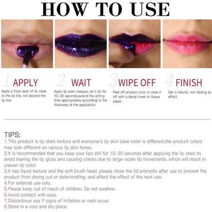 Peel Off Lip Stain Lip Tint Set  3 Pcs Long Lasting, Transfer Proof & Waterproof Matte Finish Lip Gloss