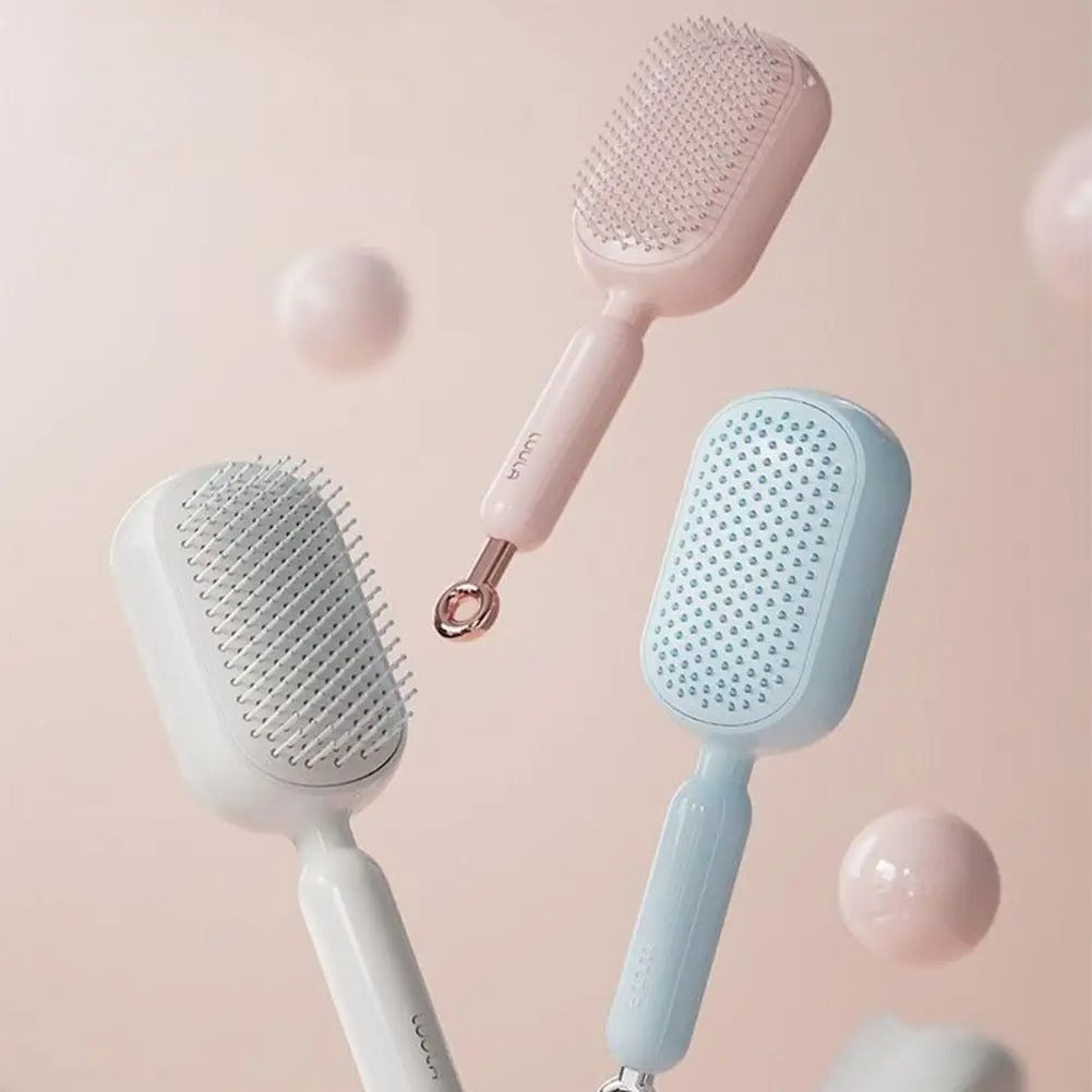 Self-Cleaning Hair Comb with Retractable Bristles Wet Dry Dual Use Hair Massage Comb with 133 Teeth Air Cushion Massage Combs