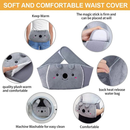 3 In 1 Hot Water Bottle with Waist Cover for Neck and Shoulder Back Hand Legs Waist Warm Stomach Abdominal Warming Bag