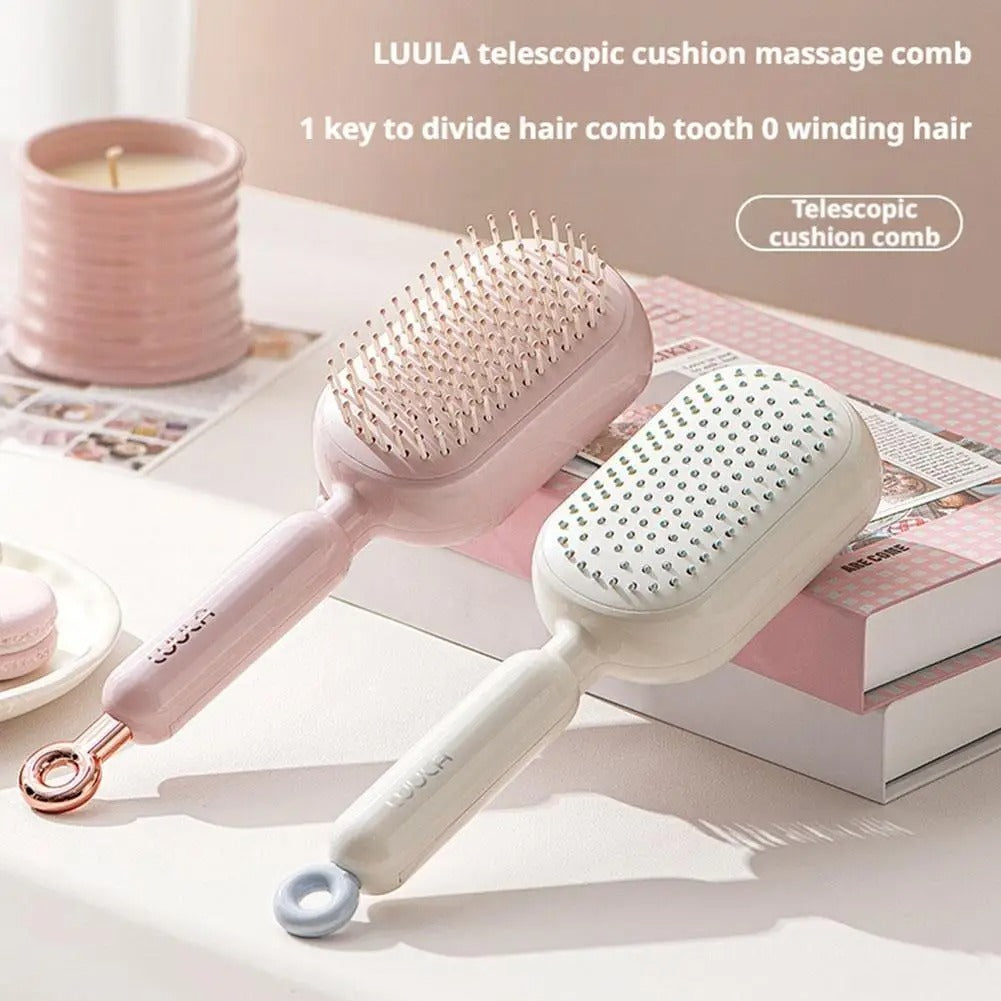 Self-Cleaning Hair Comb with Retractable Bristles Wet Dry Dual Use Hair Massage Comb with 133 Teeth Air Cushion Massage Combs