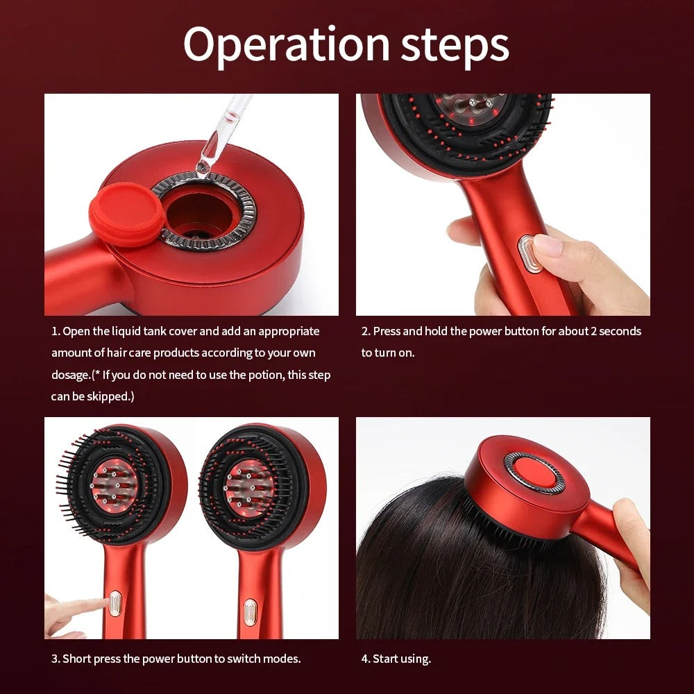 Electric Hair Care Scalp Comb Micro-current 660nm Red Light, Kneading Relax Oil Applicator to Boost Blood Circulation, Hair Loss