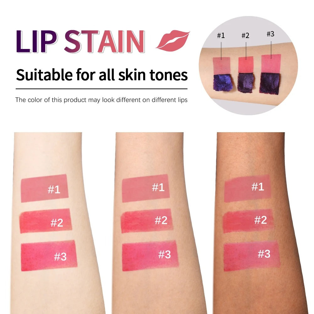 Peel Off Lip Stain Lip Tint Set  3 Pcs Long Lasting, Transfer Proof & Waterproof Matte Finish Lip Gloss