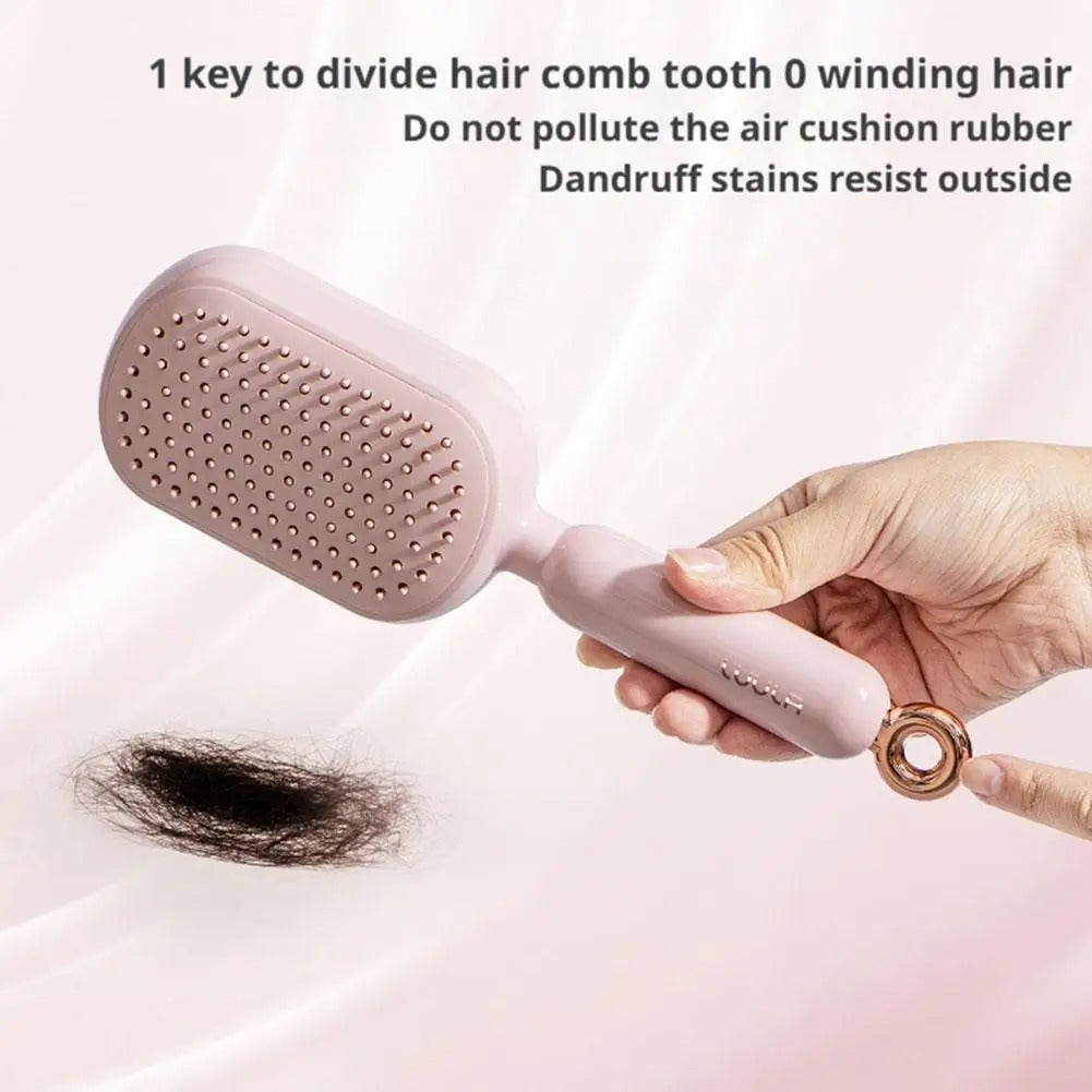 Self-Cleaning Hair Comb with Retractable Bristles Wet Dry Dual Use Hair Massage Comb with 133 Teeth Air Cushion Massage Combs