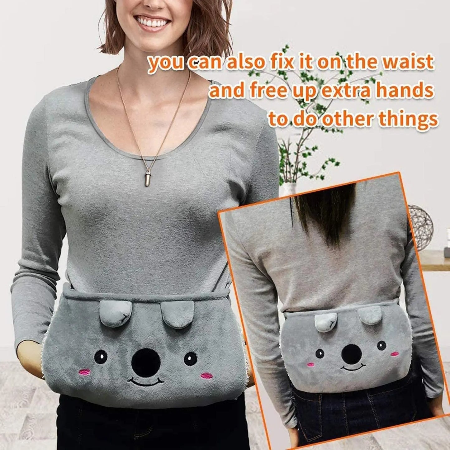 3 In 1 Hot Water Bottle with Waist Cover for Neck and Shoulder Back Hand Legs Waist Warm Stomach Abdominal Warming Bag