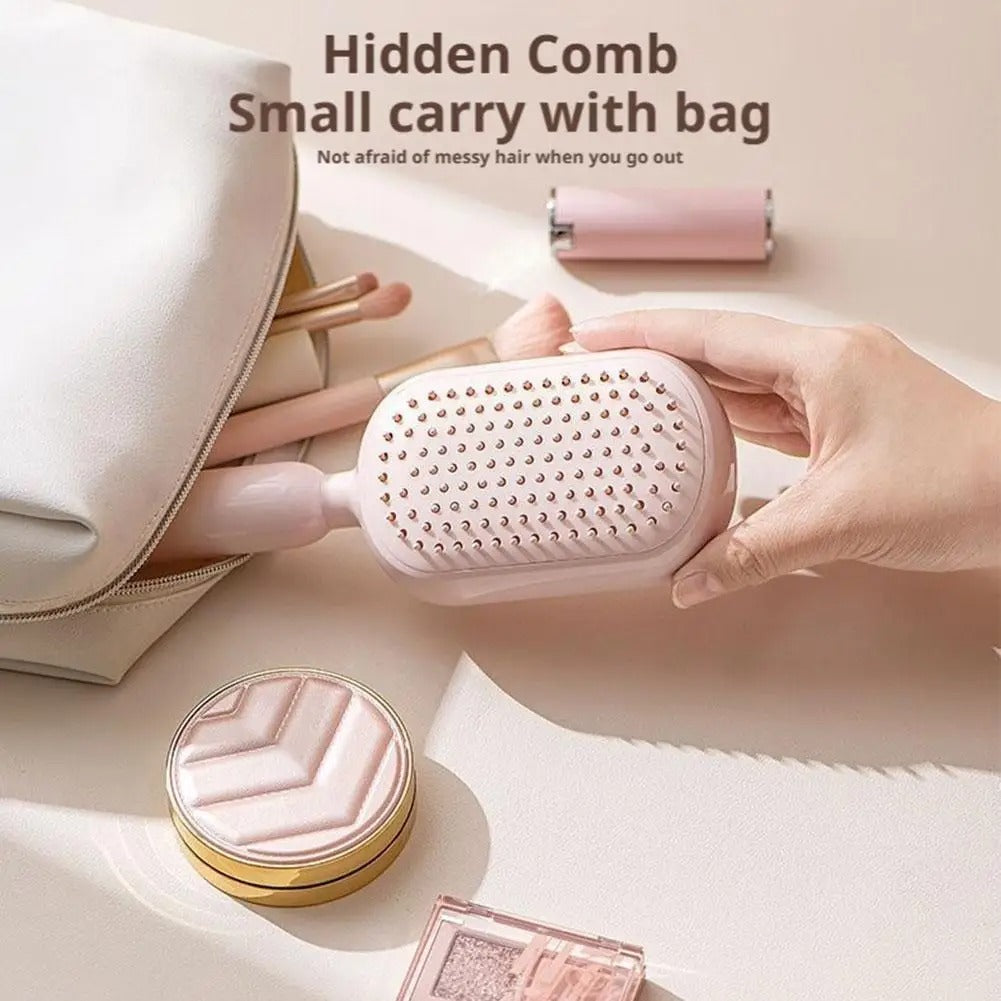 Self-Cleaning Hair Comb with Retractable Bristles Wet Dry Dual Use Hair Massage Comb with 133 Teeth Air Cushion Massage Combs