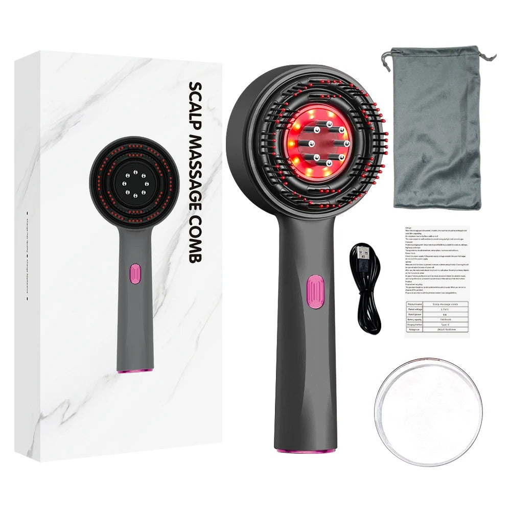Electric Hair Care Scalp Comb Micro-current 660nm Red Light, Kneading Relax Oil Applicator to Boost Blood Circulation, Hair Loss