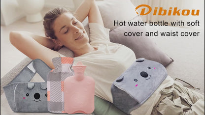 3 In 1 Hot Water Bottle with Waist Cover for Neck and Shoulder Back Hand Legs Waist Warm Stomach Abdominal Warming Bag